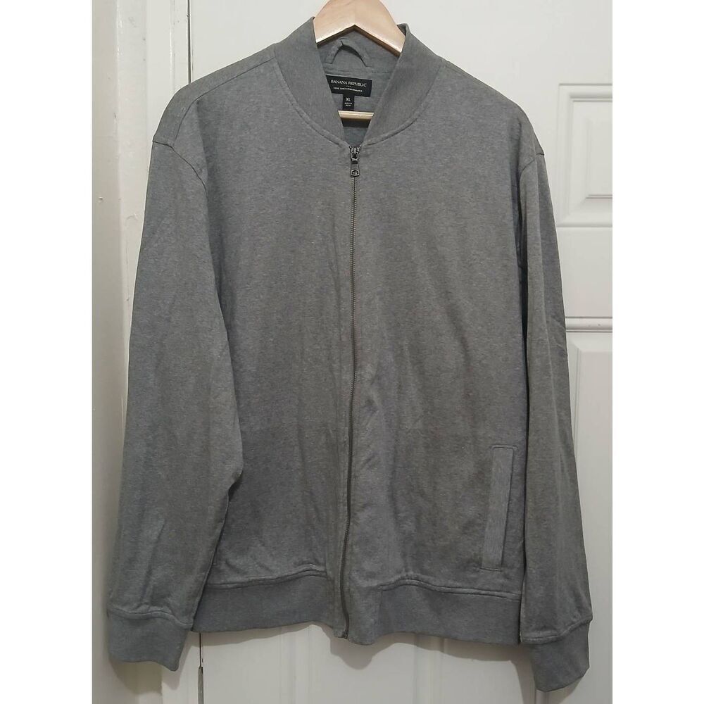 Banana republic mens xl LUXE TOUCH PERFORMANCE full zip soft sweatshirt‎ gray